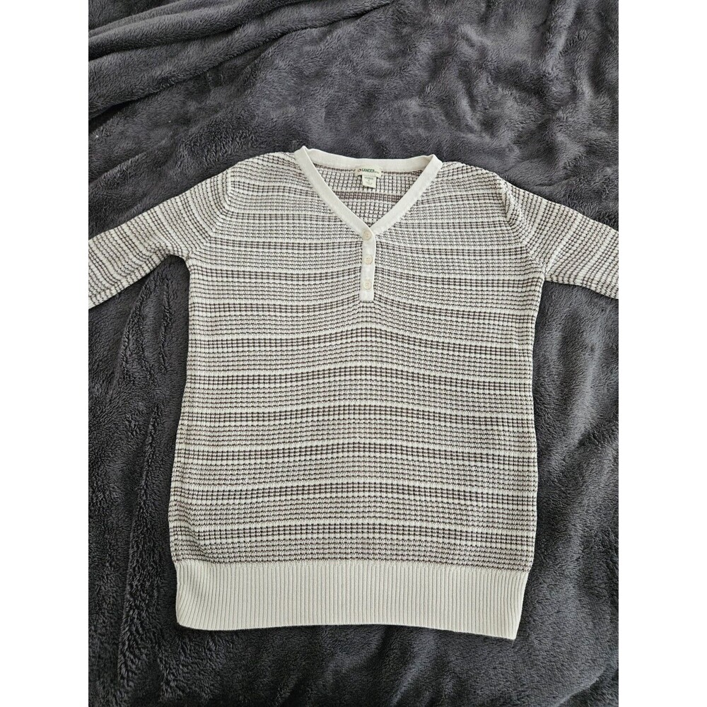 Gander Mtn Women's Short Sleeve Sweater S V-neck 100% Cotton Striped y2k